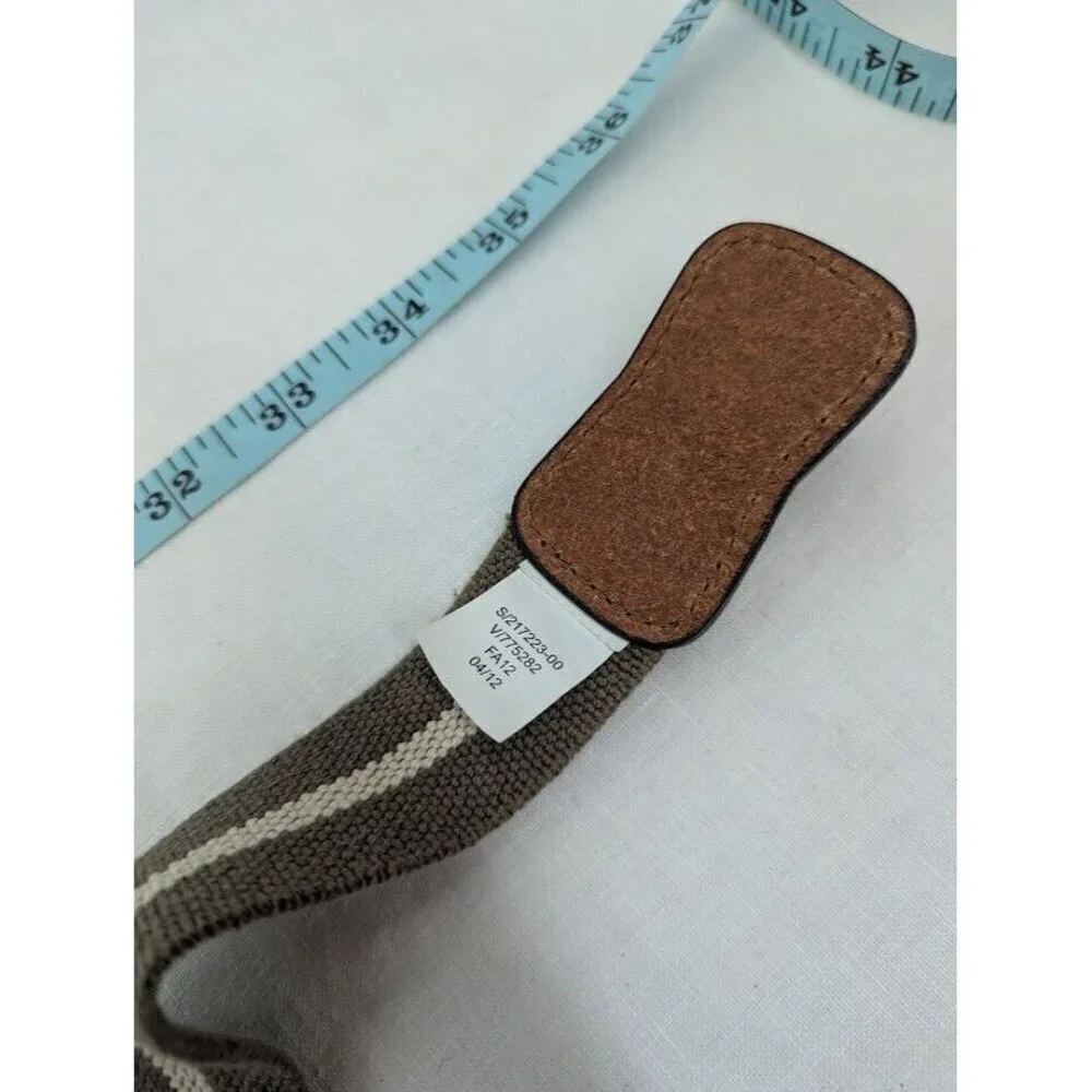 Vintage leather & elastic belt size small, gold detail tan & cream 32